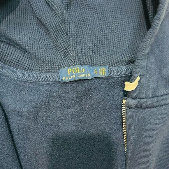 Polo Ralph Lauren Full Zip Weathered Fleece Hoodie Sweatshirt Blue XL - Picture 3 of 3